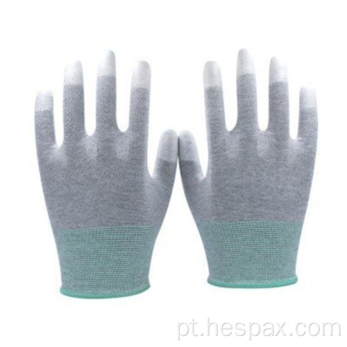 Luvas de dedo PU sem costura da fibra de carbono HESPAX